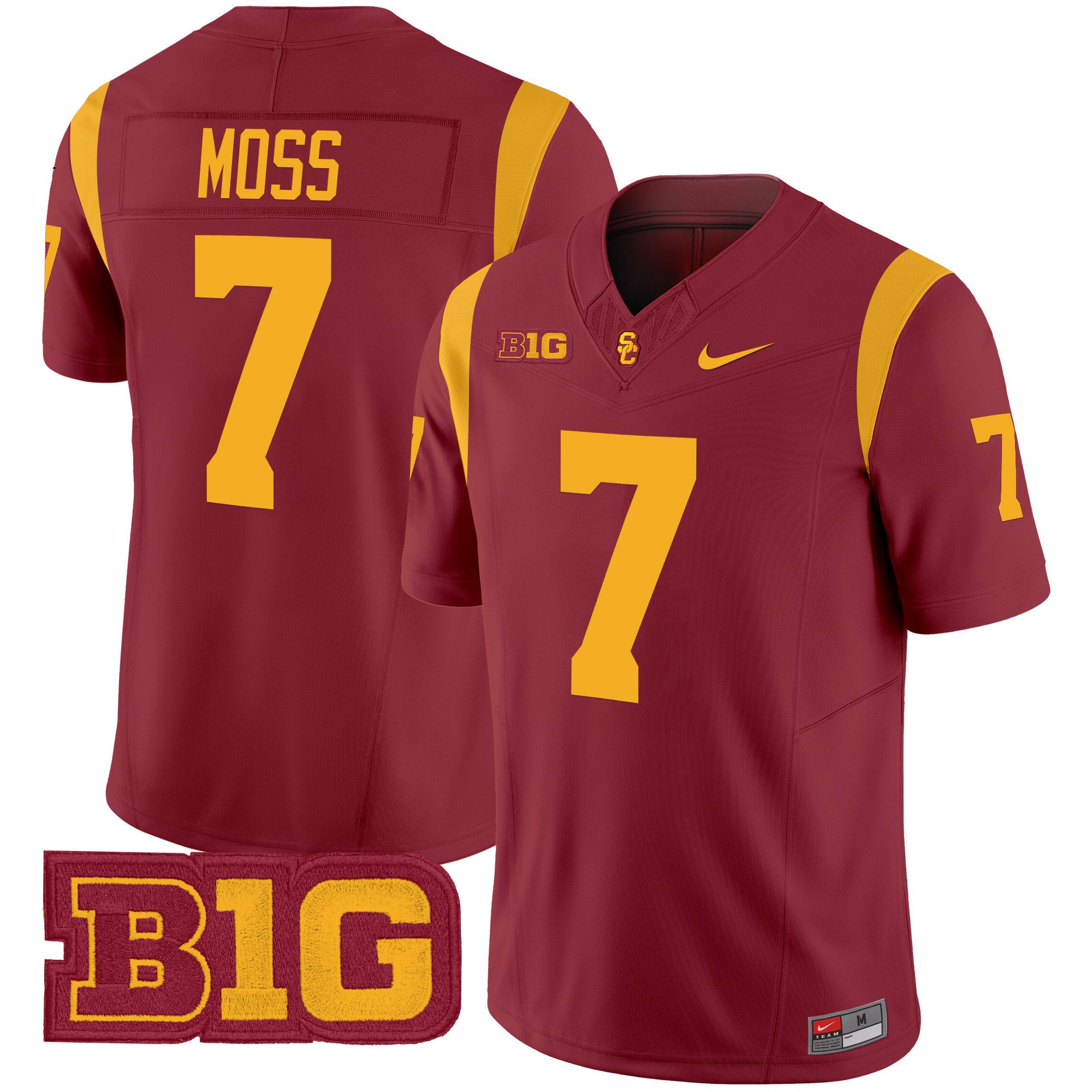 Men USC Trojans 7 Moss Red Nike 2024 Vapor Limited NCAA Jersey style 1